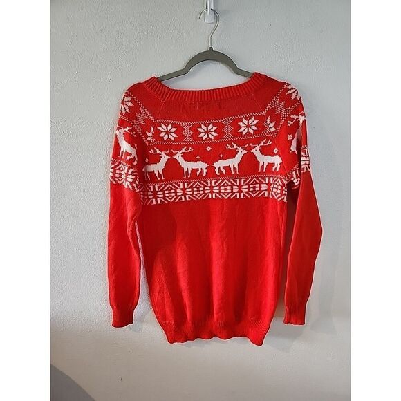 Ugly Christmas Sweater Reindeer Snowflake Size Medium M RED AND WHITE - Picture 4 of 4